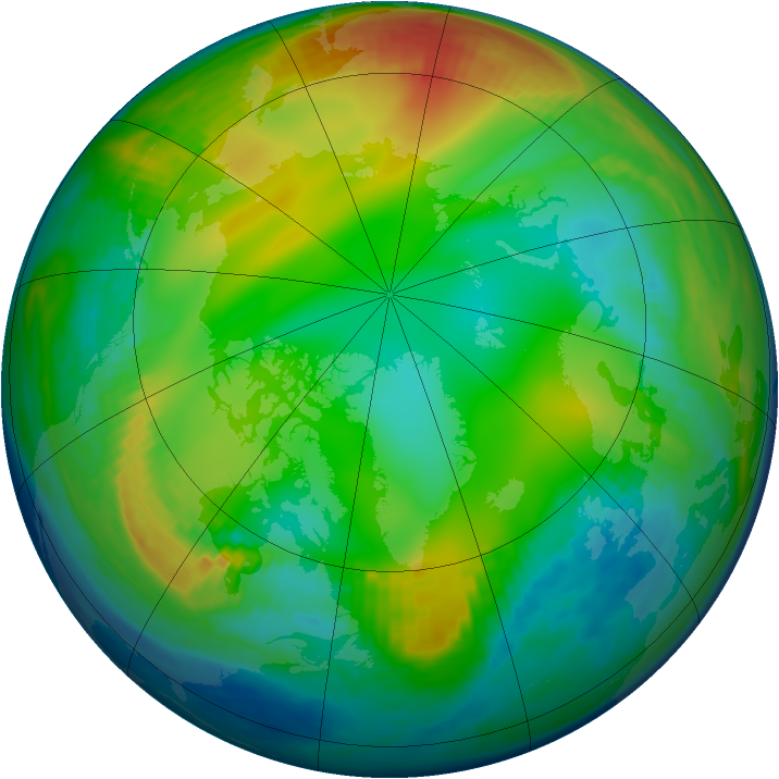 Arctic ozone map for 22 December 1984
